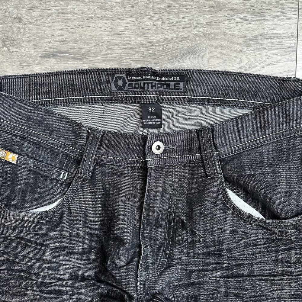 Vintage Y2K Southpole Jeans Size 32x29.5 Black Straight Grunge Skater Faded - Picture 2 of 5